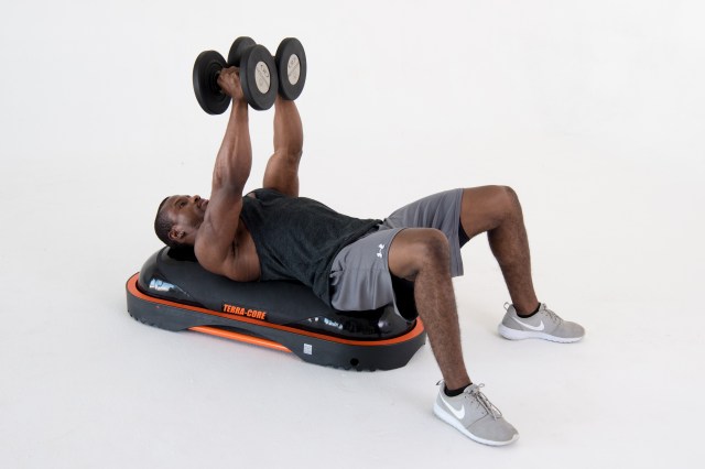 lying on soft side lengthwise Close grip chest press dumbbell finish